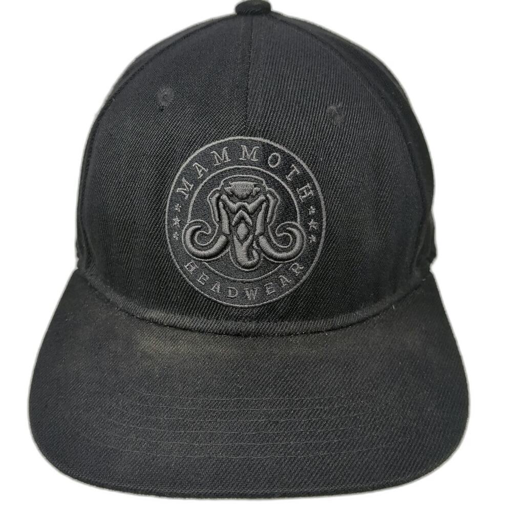 Mammoth Headwear Snapback Black One Size Flat Brim Structured Mammoth Logo Hat